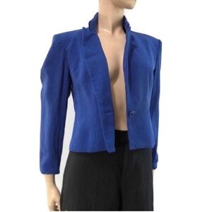Vintage David Hayes crop blazer blue pure wool.